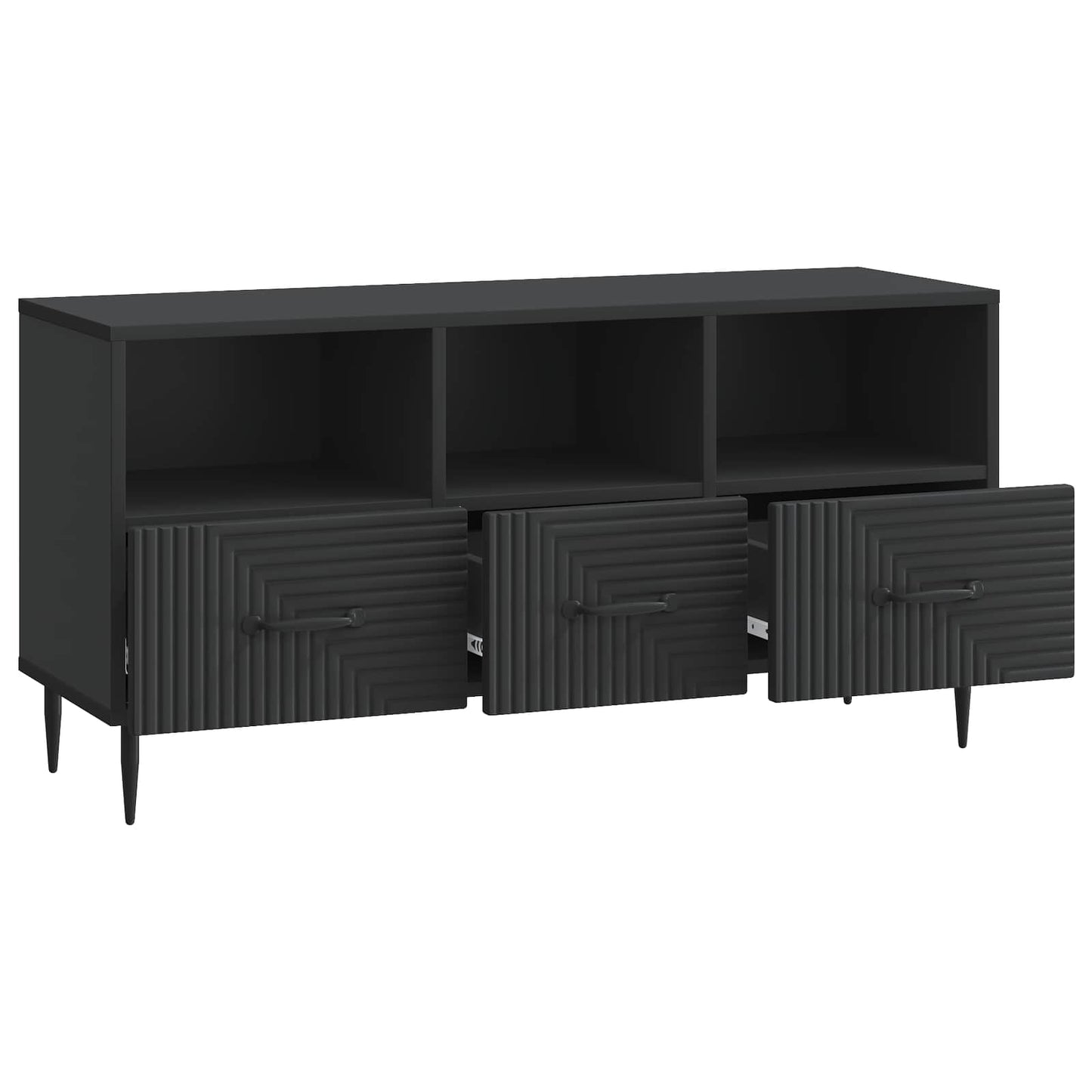 TV szekrény fiókkal Fekete 102 x 34,5 x 50 cm Szerelt Fa
