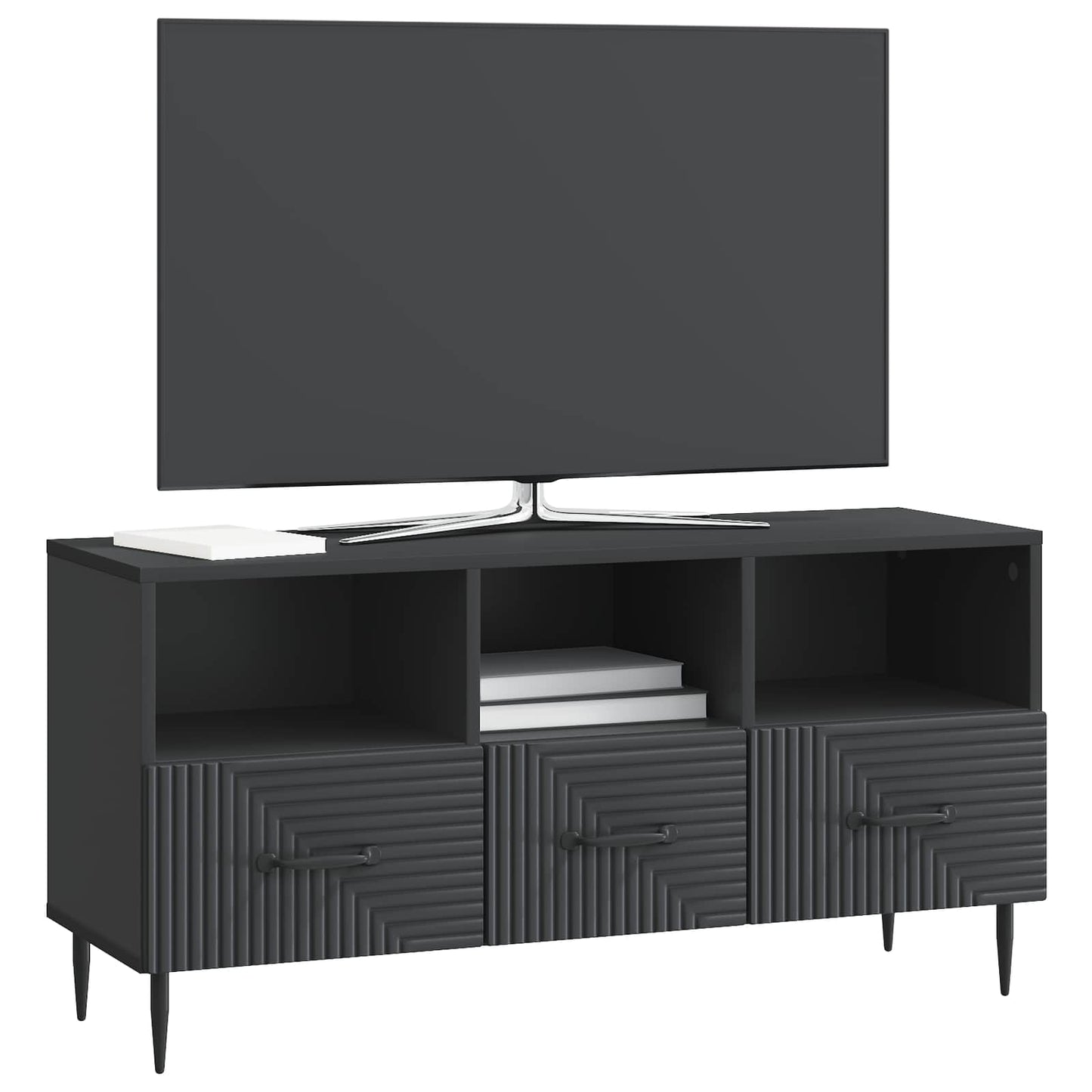 TV szekrény fiókkal Fekete 102 x 34,5 x 50 cm Szerelt Fa