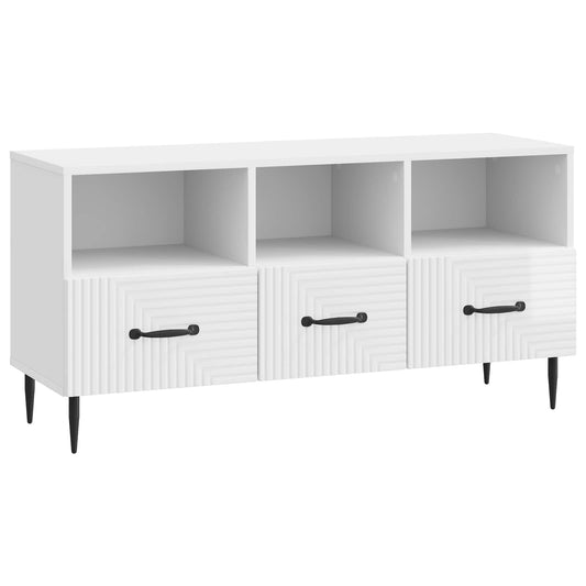 TV szekrény Magasfényű Fehér 102 x 34,5 x 50 cm Szerelt Fa