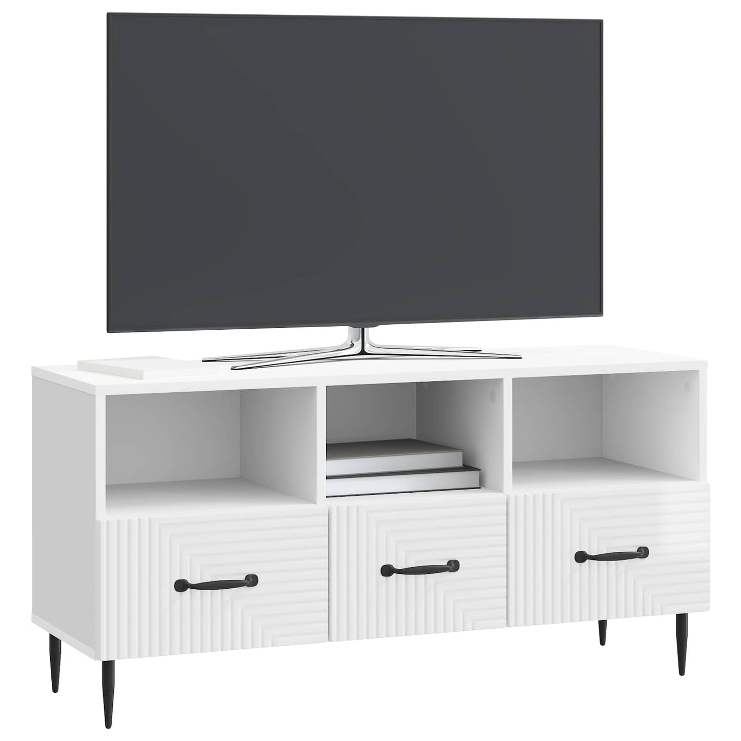 TV szekrény Magasfényű Fehér 102 x 34,5 x 50 cm Szerelt Fa