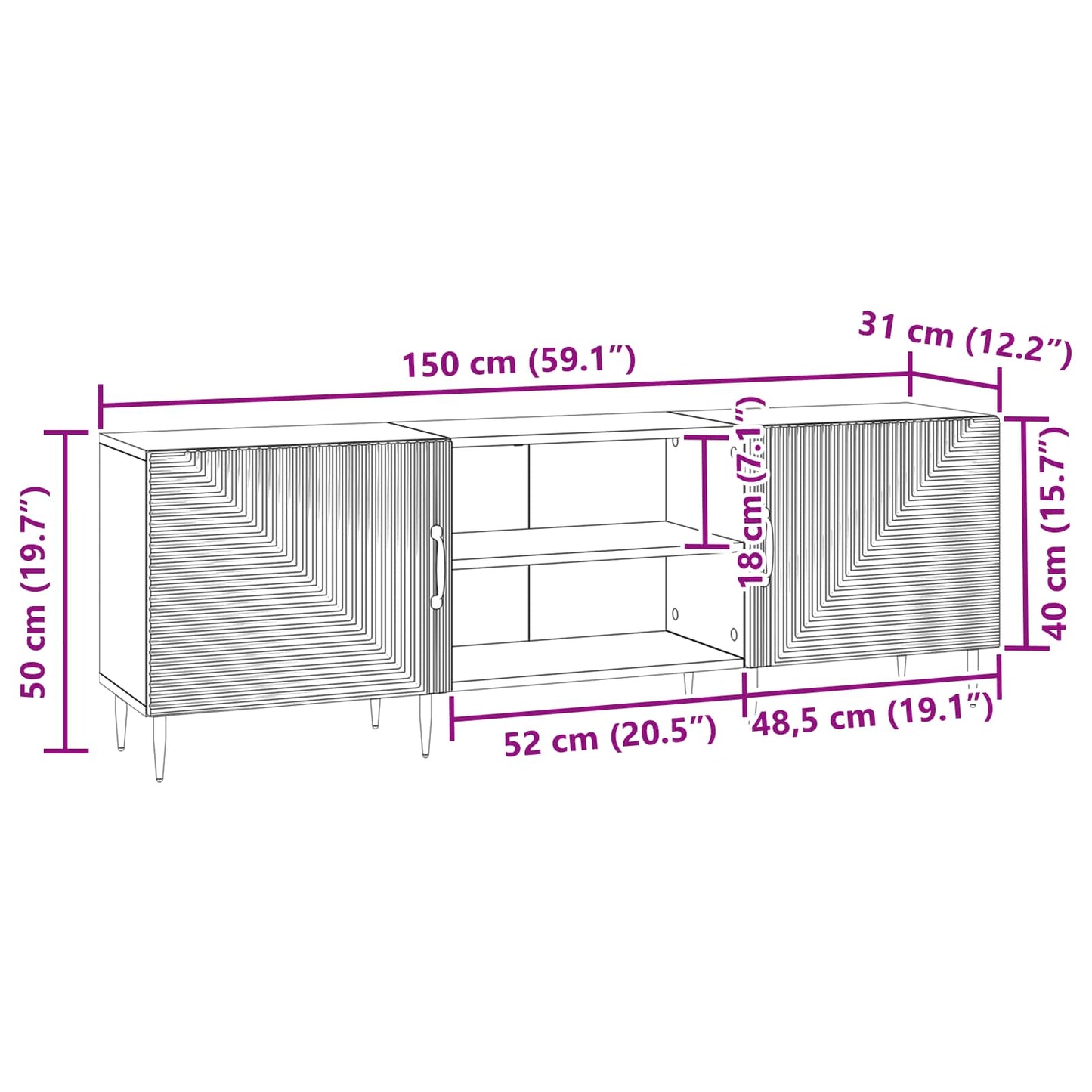 TV szekrény Fekete 150 x 31 x 50 cm Szerelt Fa