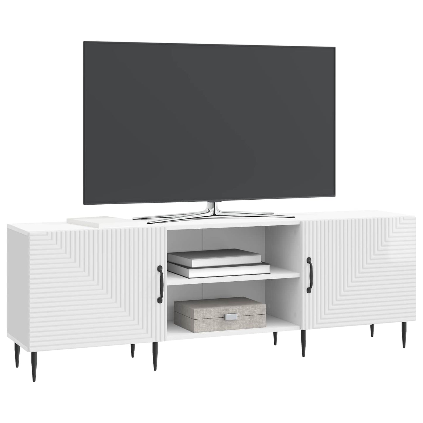 TV szekrény Magasfényű Fehér 150 x 31 x 50 cm Szerelt Fa