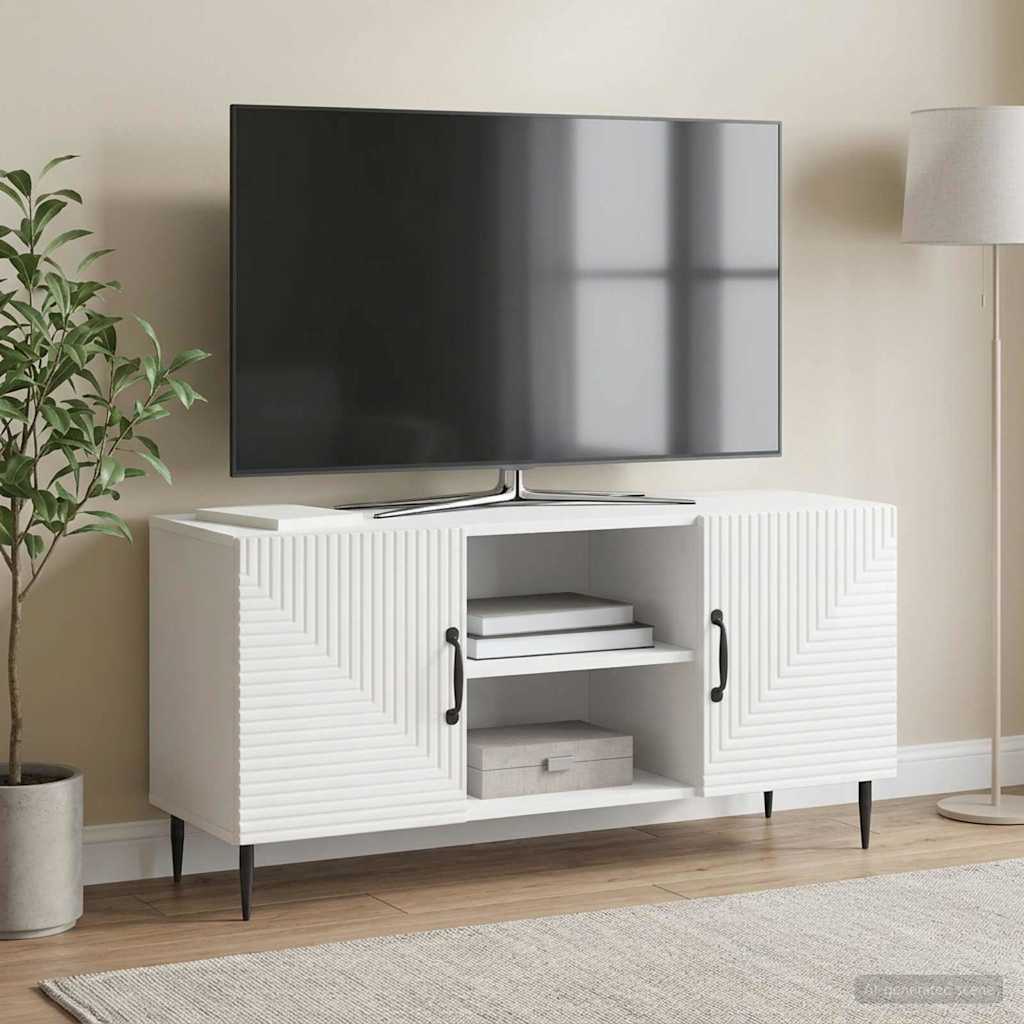 TV szekrény Magasfényű Fehér 102 x 34,5 x 50 cm Szerelt Fa