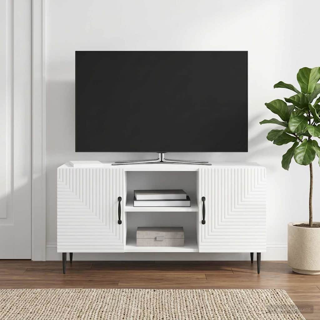 TV szekrény Magasfényű Fehér 102 x 34,5 x 50 cm Szerelt Fa