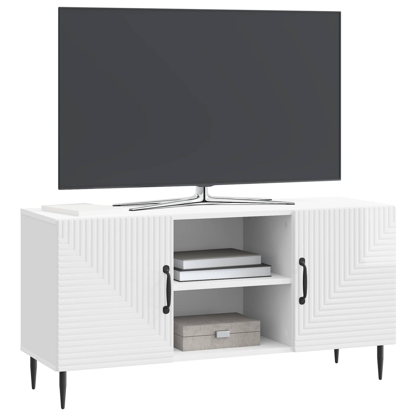 TV szekrény Magasfényű Fehér 102 x 34,5 x 50 cm Szerelt Fa