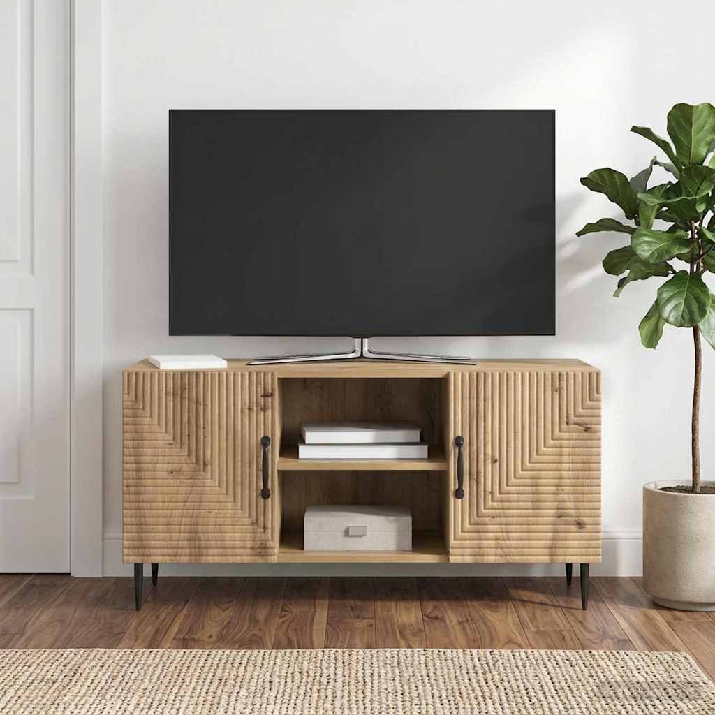 TV szekrény 102 x 34,5 x 50 cm Kézműves Tölgy Szerelt Fa