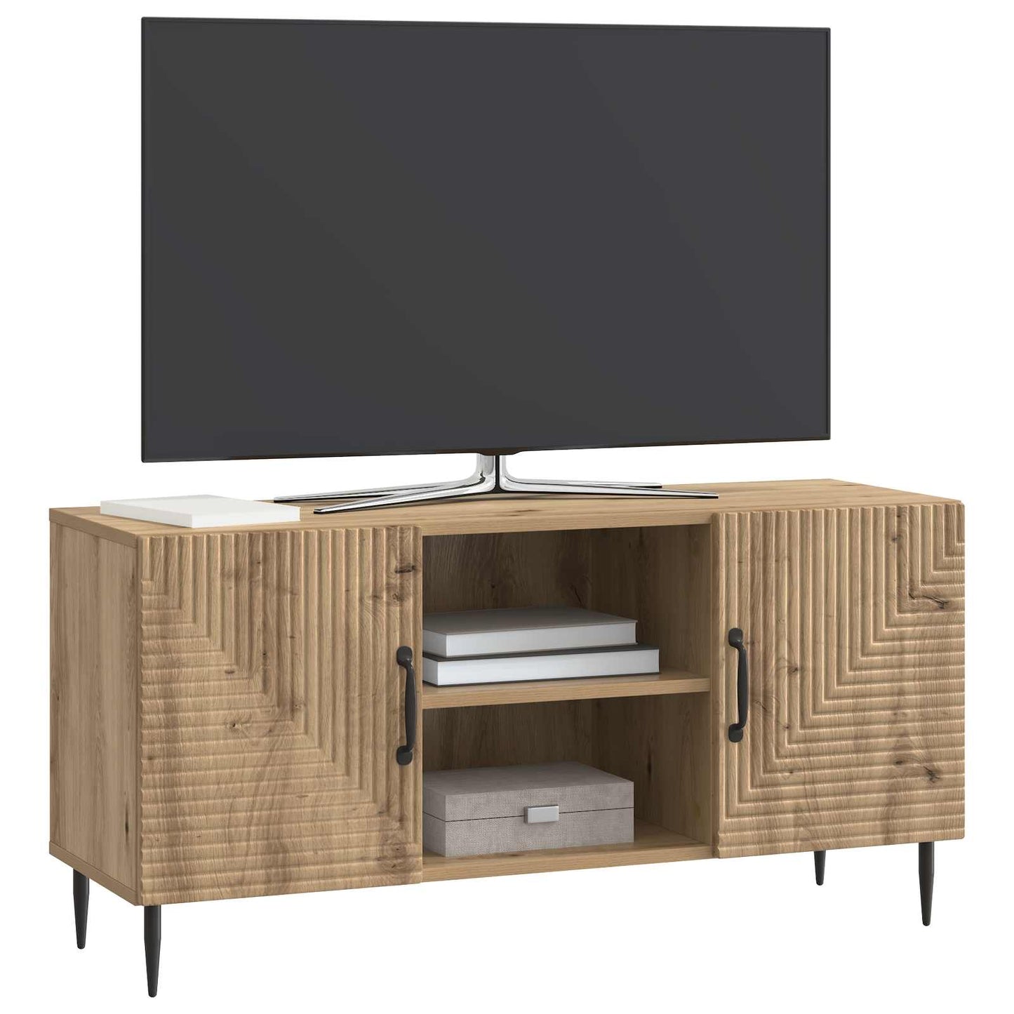 TV szekrény 102 x 34,5 x 50 cm Kézműves Tölgy Szerelt Fa