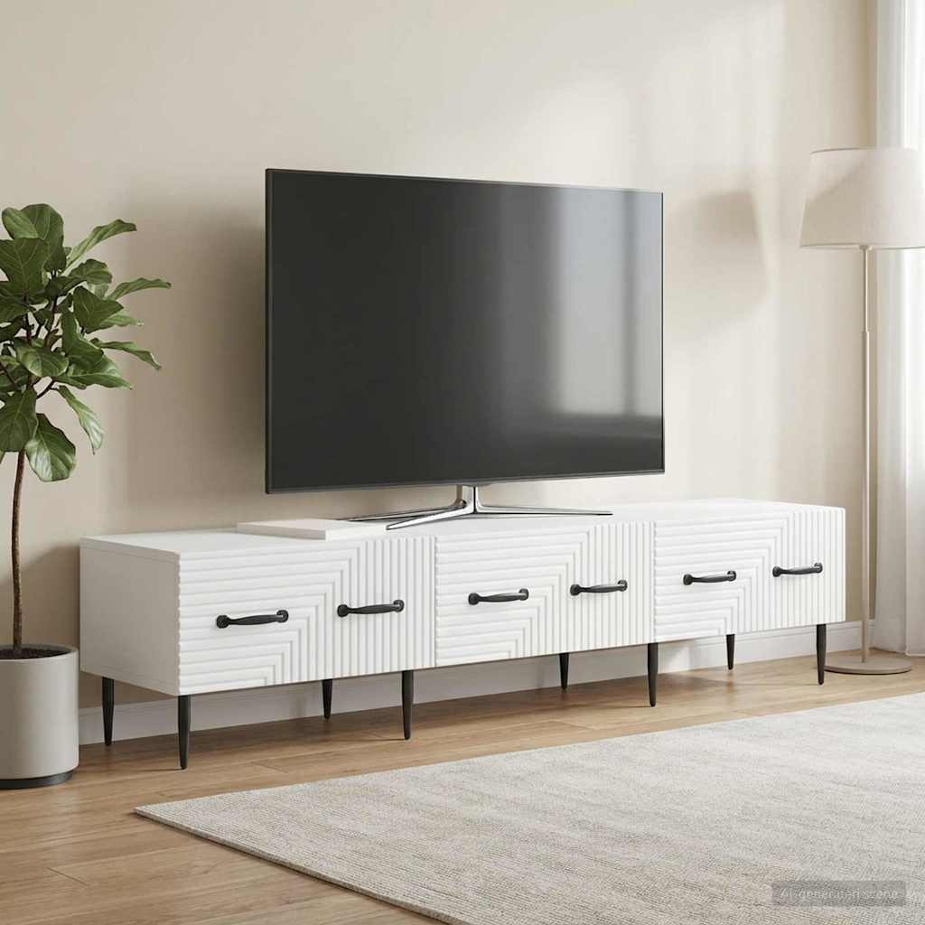TV szekrény fiókkal Fehér 147 x 34,5 x 30 cm Szerelt Fa