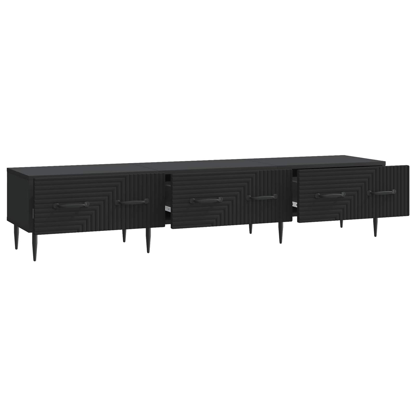 TV szekrény fiókkal Fekete 147 x 34,5 x 30 cm Szerelt Fa