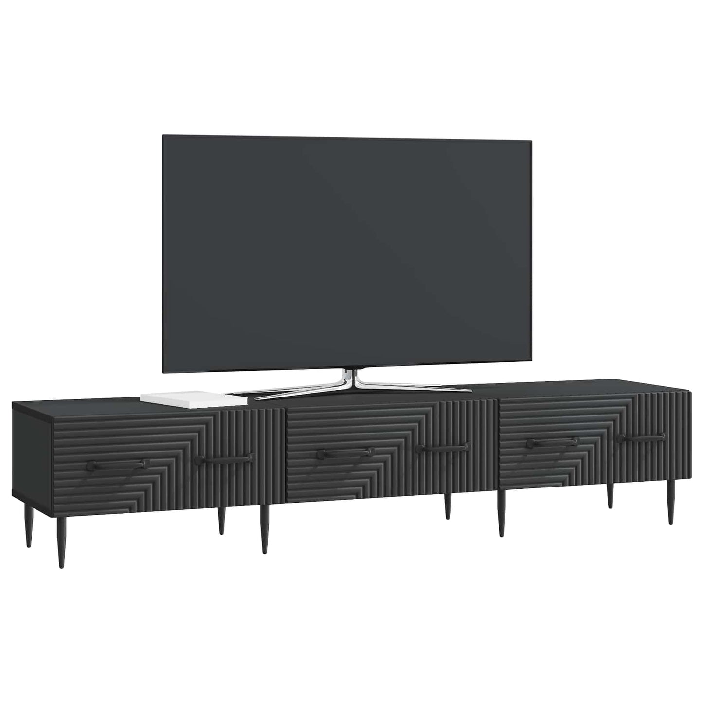 TV szekrény fiókkal Fekete 147 x 34,5 x 30 cm Szerelt Fa