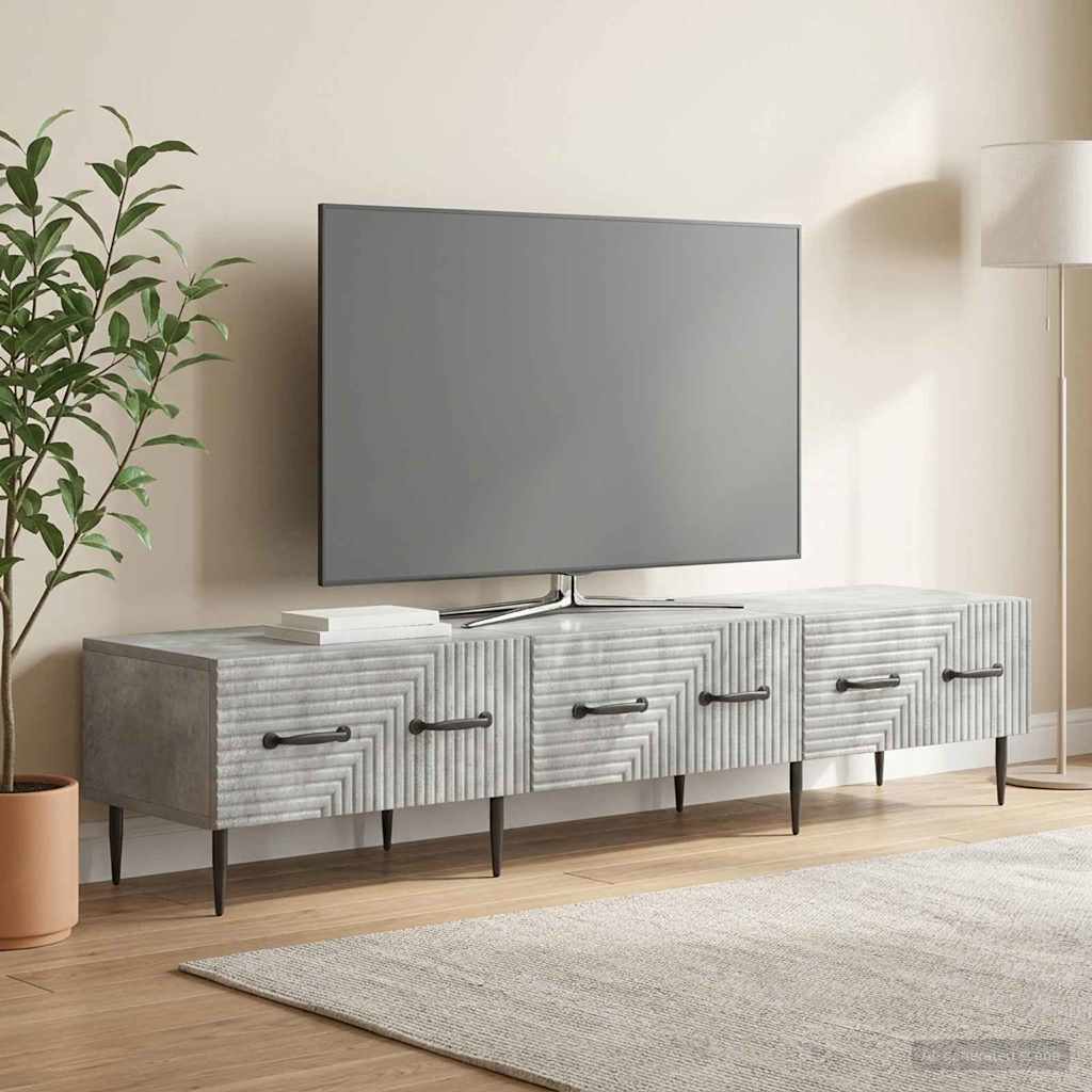 TV szekrény fiókkal Betonszürke 147 x 34,5 x 30 cm Szerelt Fa
