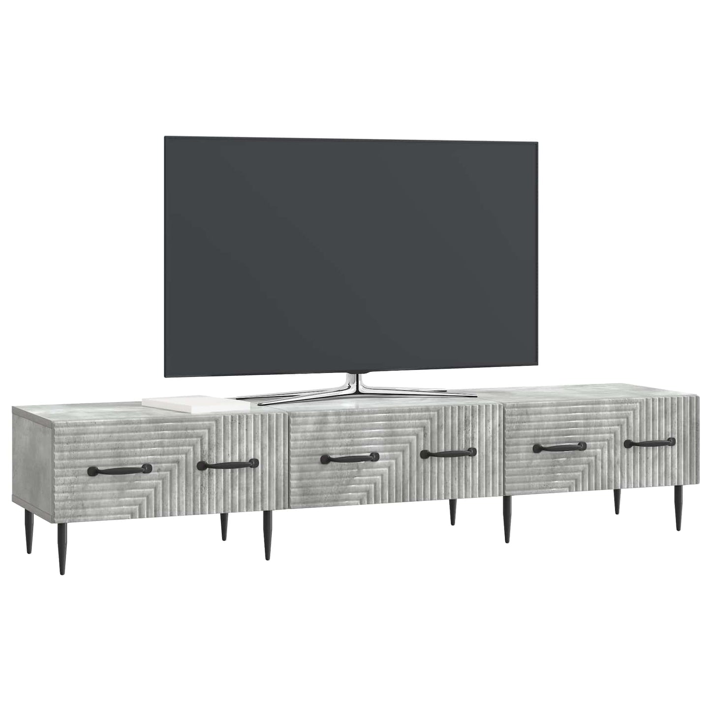 TV szekrény fiókkal Betonszürke 147 x 34,5 x 30 cm Szerelt Fa