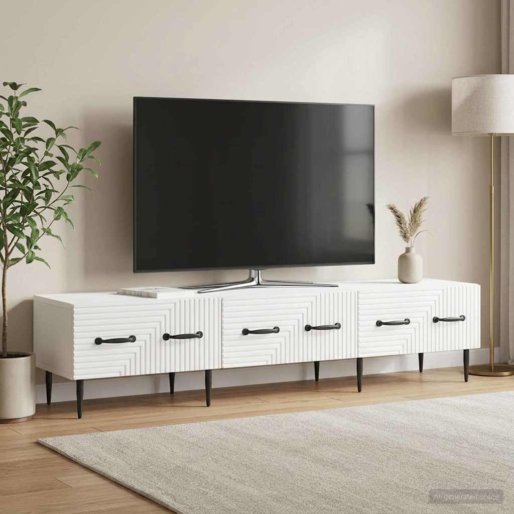 TV szekrény Magasfényű Fehér 147 x 34,5 x 30 cm Szerelt Fa