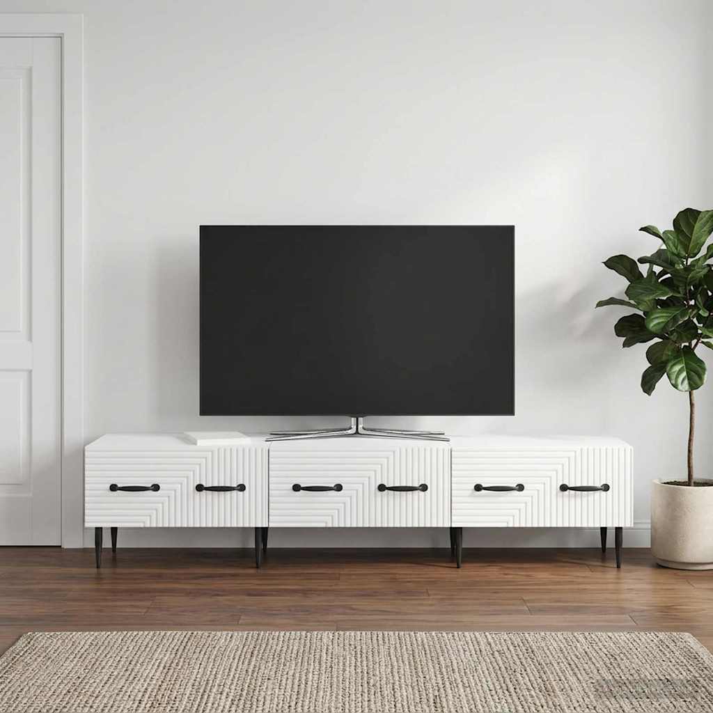 TV szekrény Magasfényű Fehér 147 x 34,5 x 30 cm Szerelt Fa