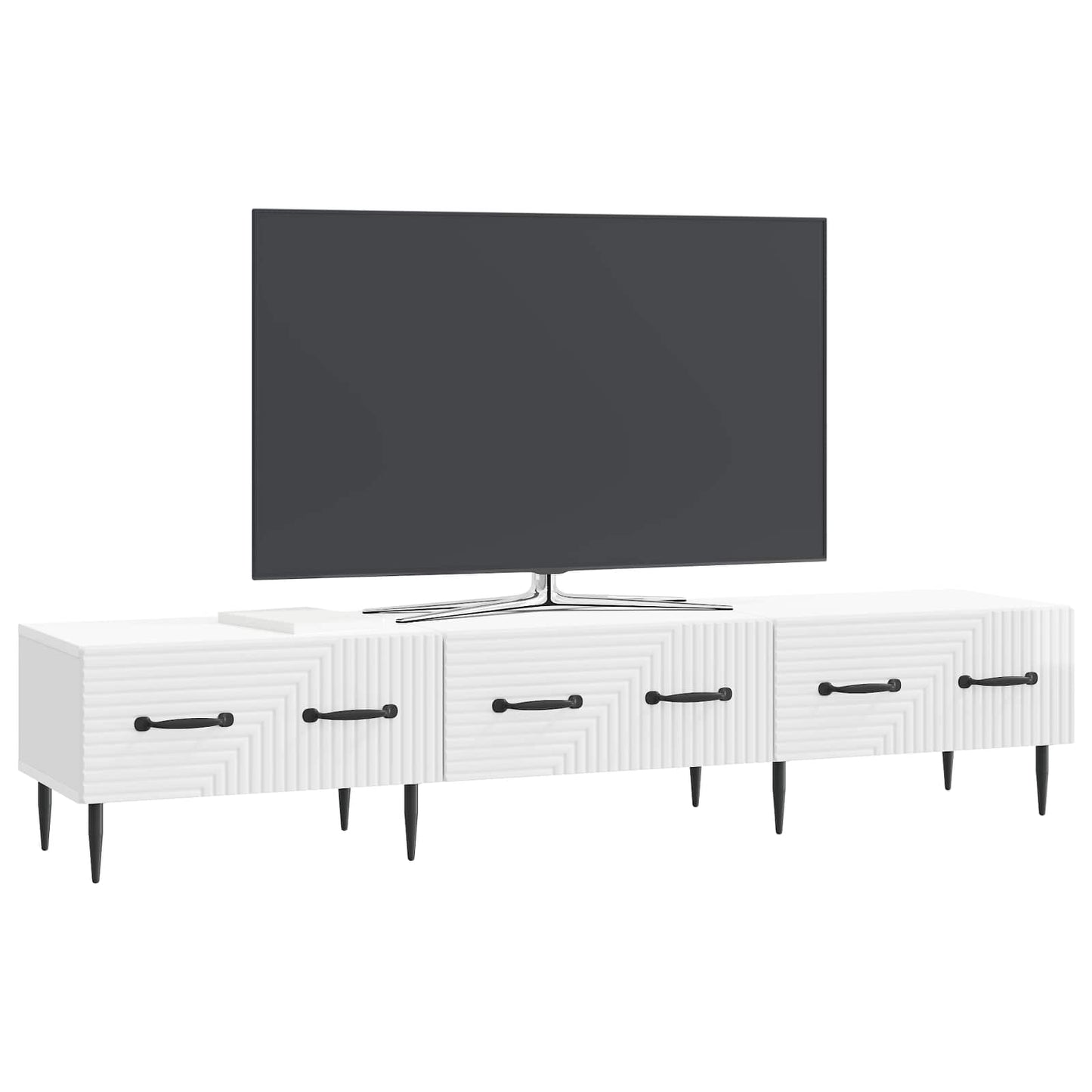 TV szekrény Magasfényű Fehér 147 x 34,5 x 30 cm Szerelt Fa