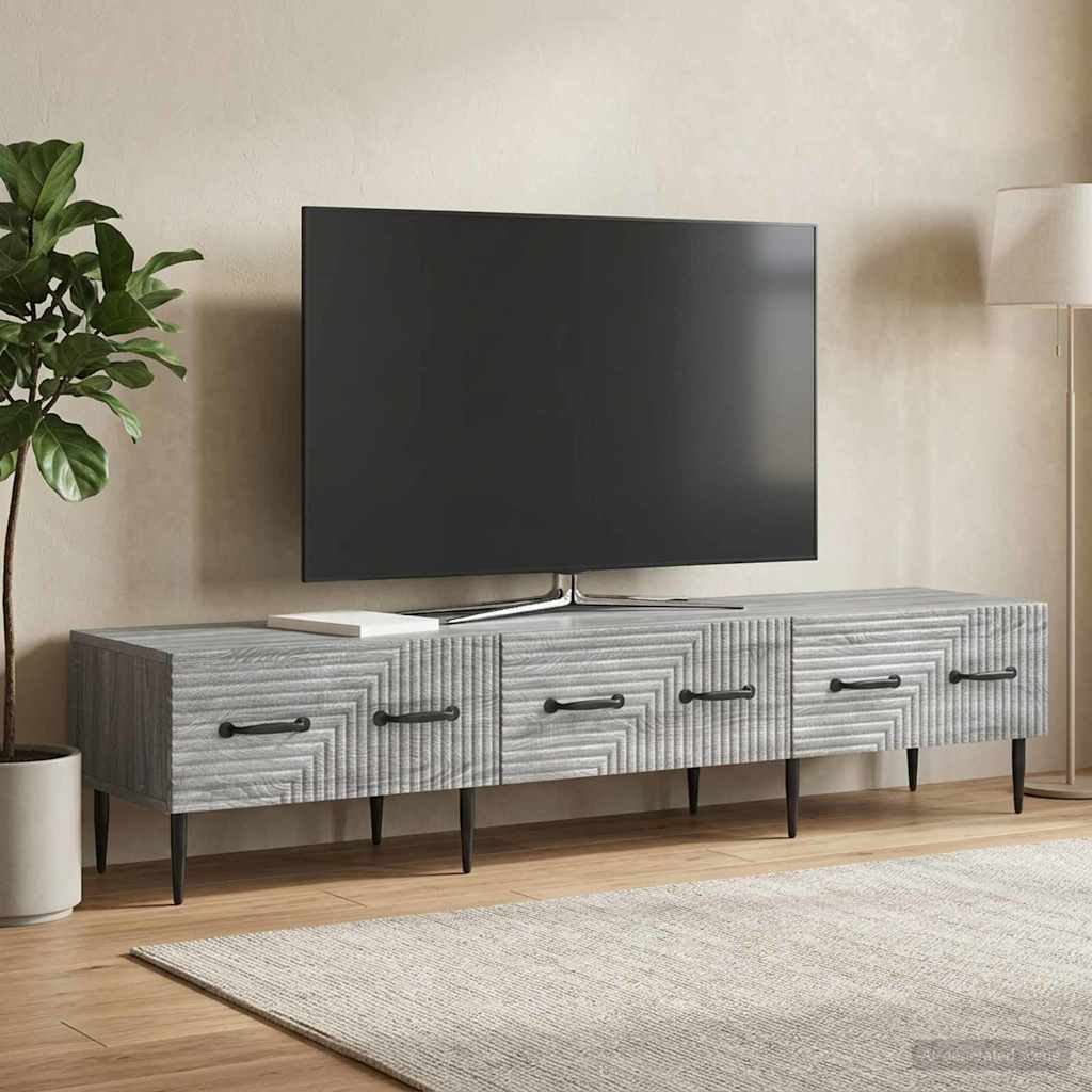 TV szekrény fiókkal Szürke Sonoma 147 x 34,5 x 30 cm Szerelt Fa