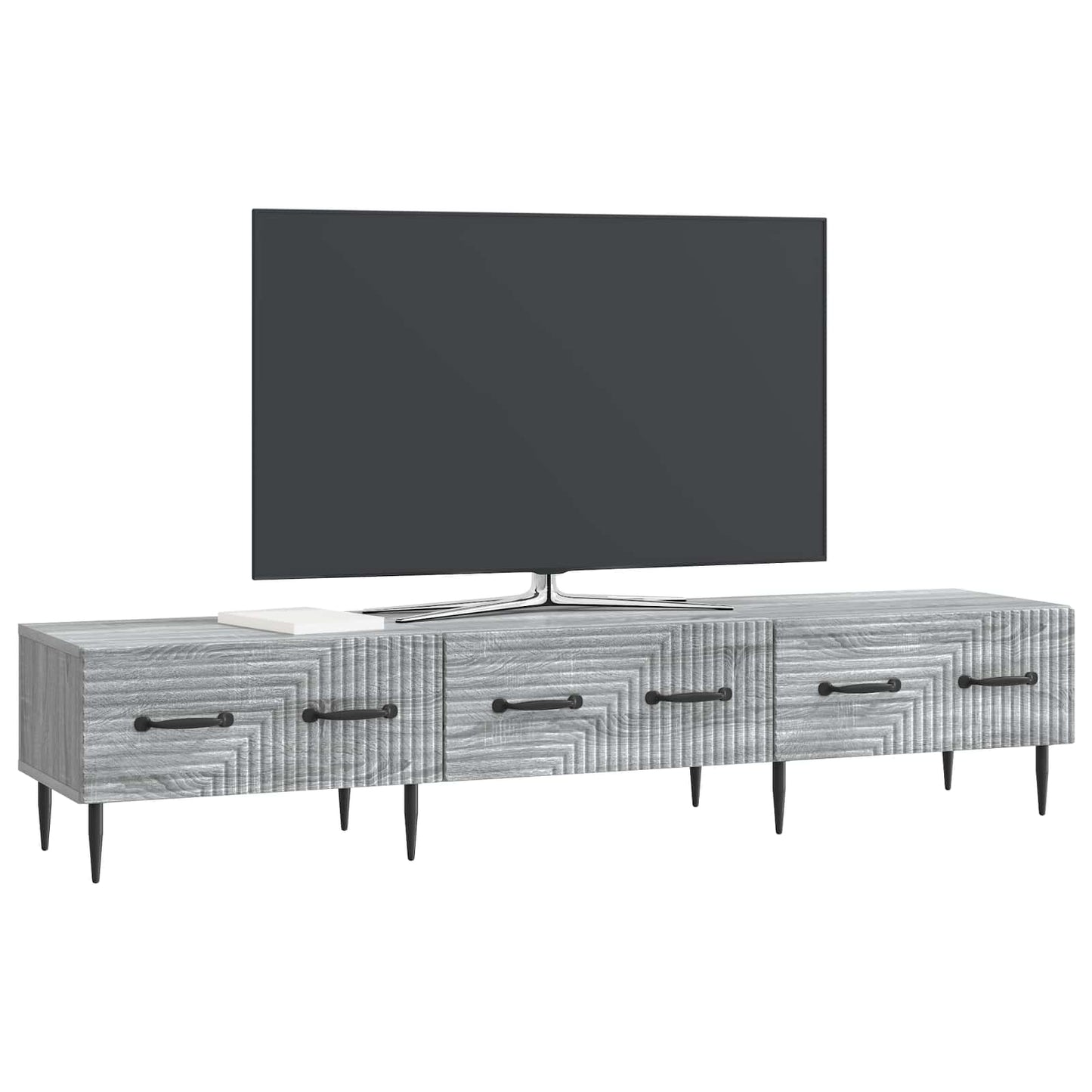 TV szekrény fiókkal Szürke Sonoma 147 x 34,5 x 30 cm Szerelt Fa
