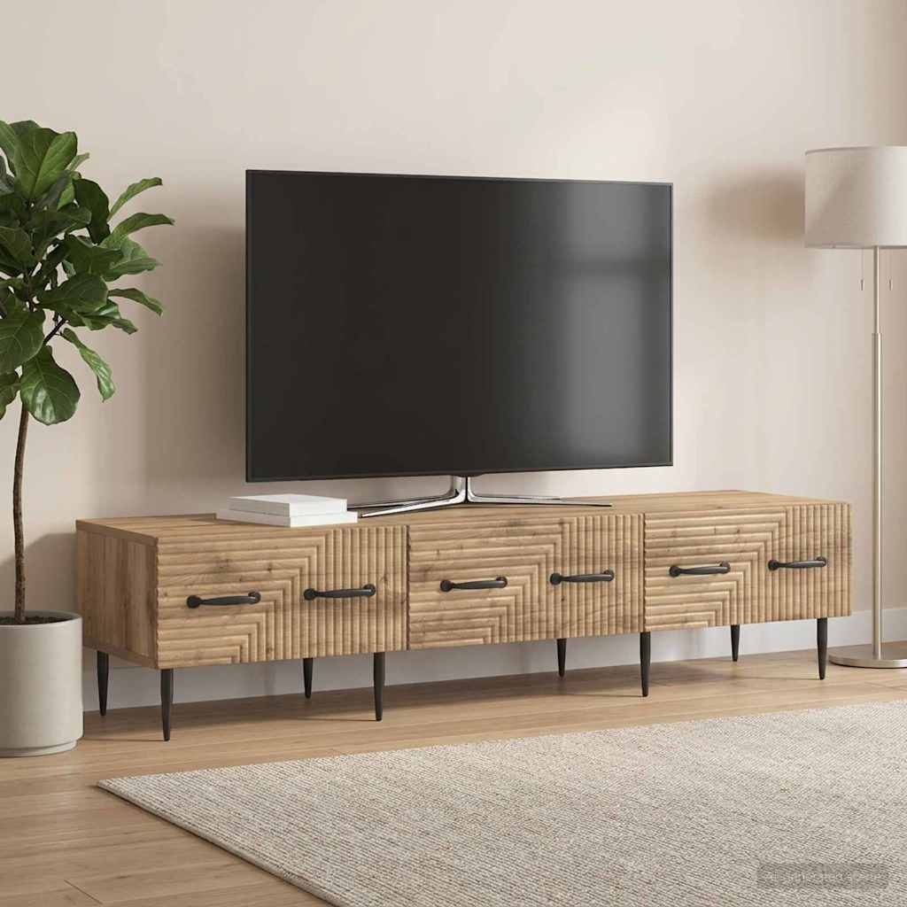 TV szekrény 147 x 34,5 x 30 cm Kézműves Tölgy Szerelt Fa