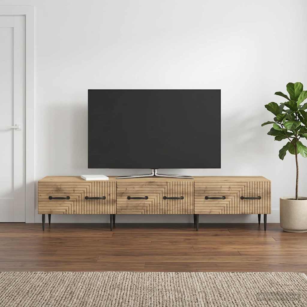 TV szekrény 147 x 34,5 x 30 cm Kézműves Tölgy Szerelt Fa