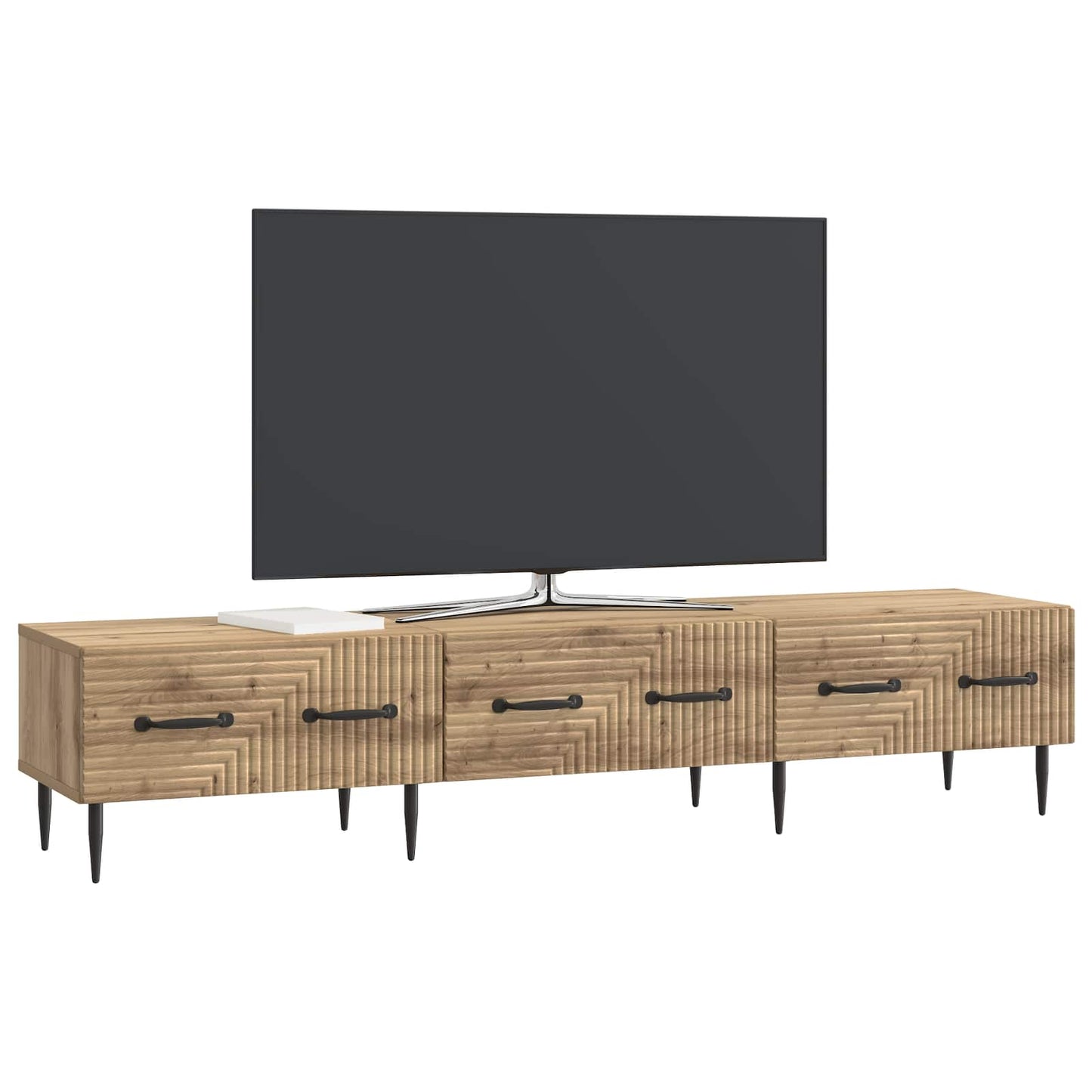 TV szekrény 147 x 34,5 x 30 cm Kézműves Tölgy Szerelt Fa