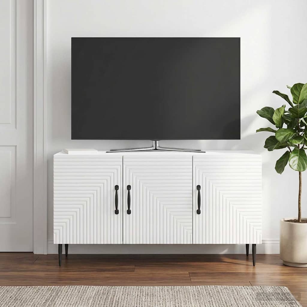 TV szekrény Magasfényű Fehér 99 x 34,5 x 50 cm Szerelt Fa