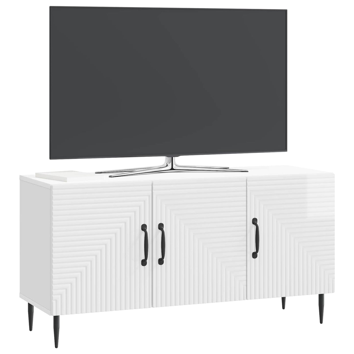 TV szekrény Magasfényű Fehér 99 x 34,5 x 50 cm Szerelt Fa