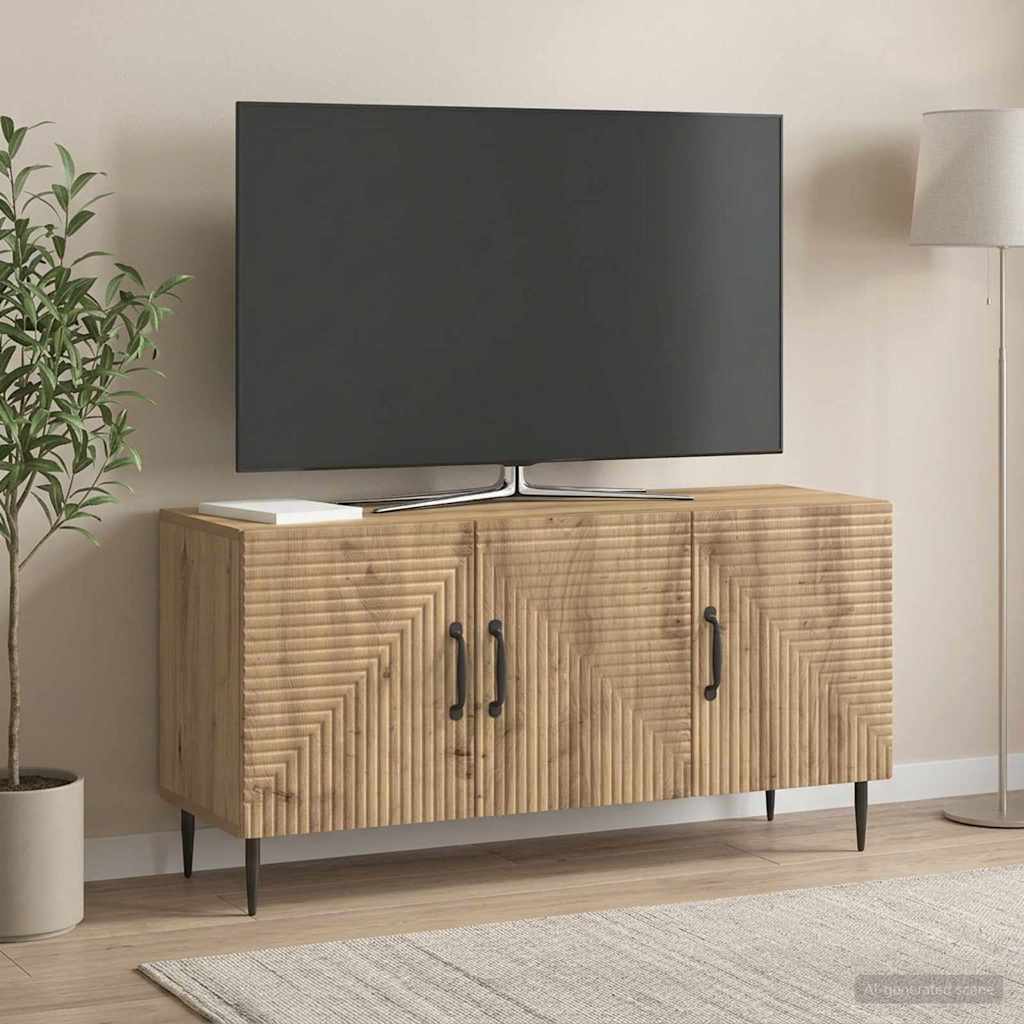 TV szekrény 99 x 34,5 x 50 cm Kézműves Tölgy Szerelt Fa