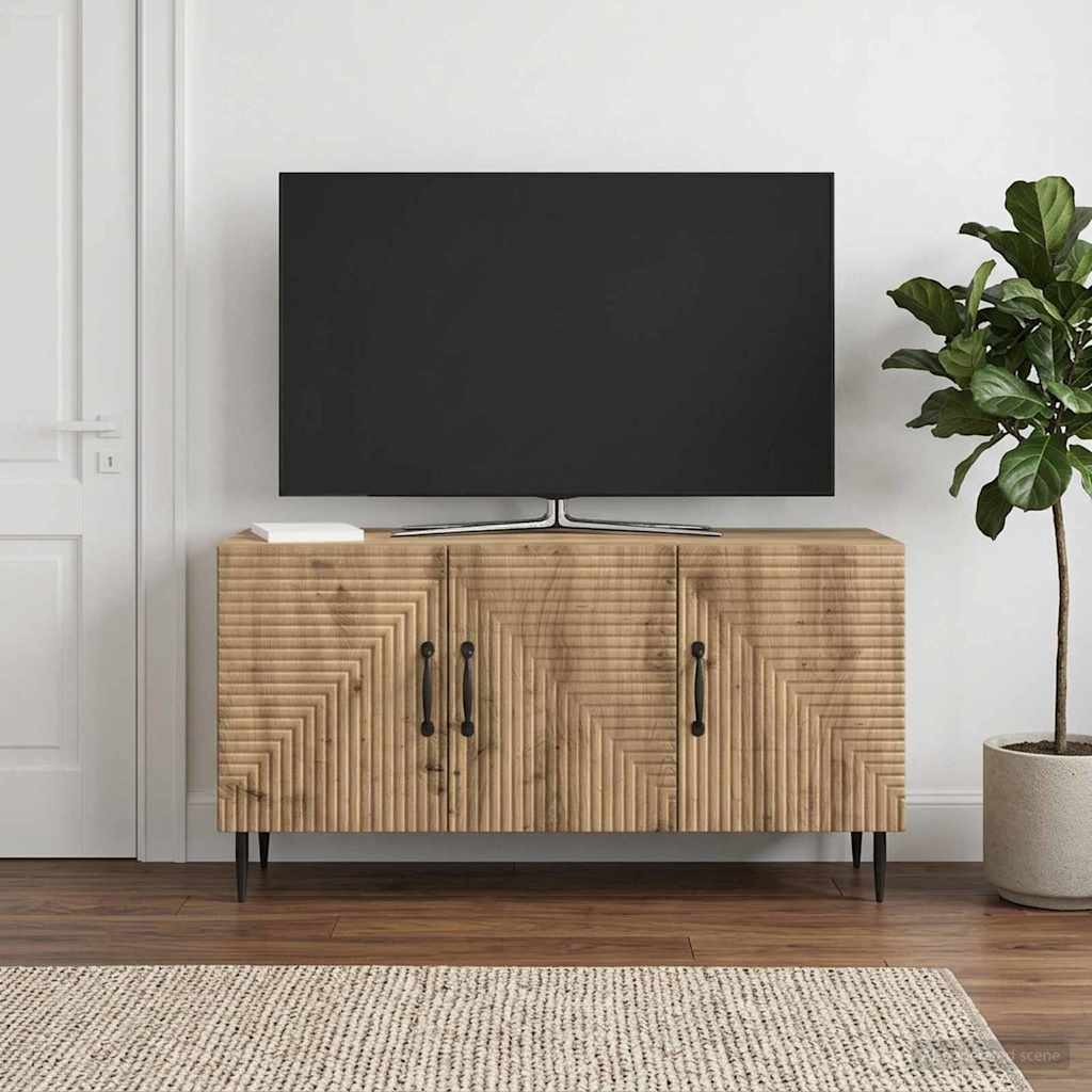 TV szekrény 99 x 34,5 x 50 cm Kézműves Tölgy Szerelt Fa
