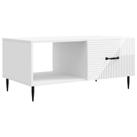 Dohányzóasztal Magasfényű Fehér 90 x 50 x 40 cm Szerelt Fa