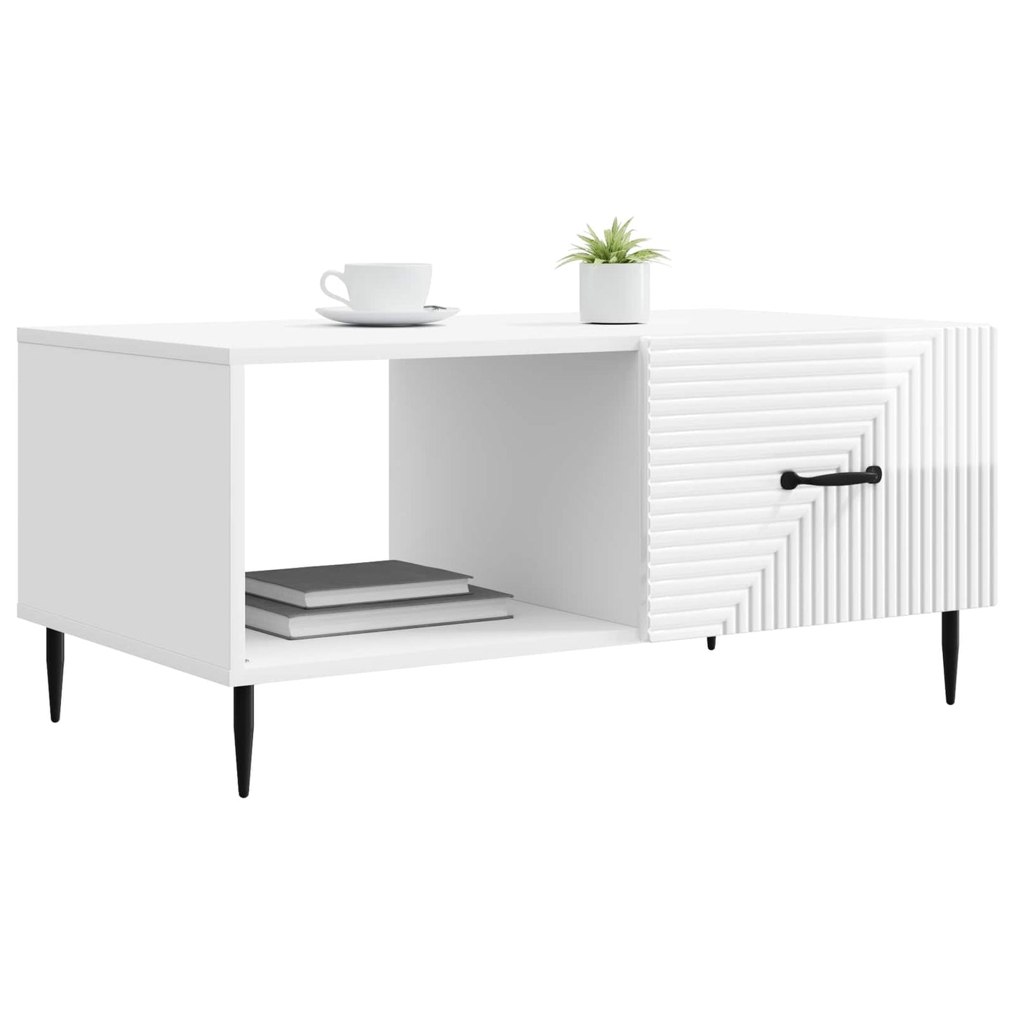 Dohányzóasztal Magasfényű Fehér 90 x 50 x 40 cm Szerelt Fa