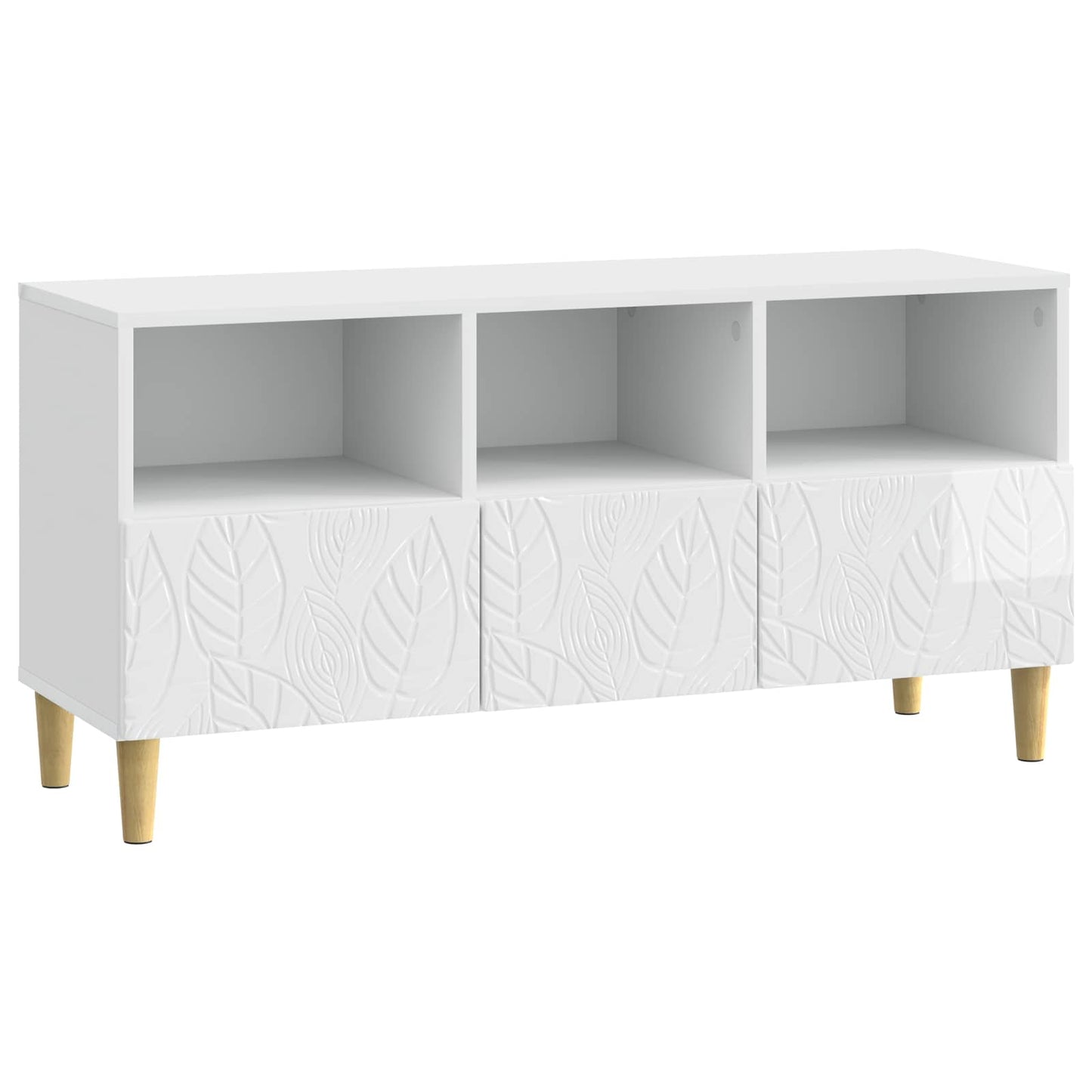 TV szekrény 102 x 34,5 x 50 cm Magasfényű Fehér Szerelt Fa