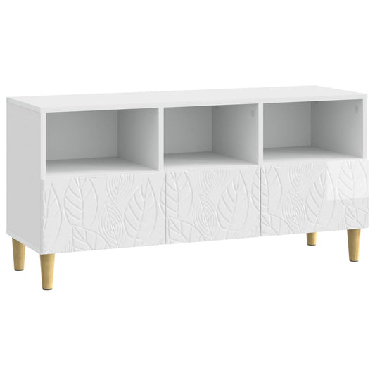 TV szekrény 102 x 34,5 x 50 cm Magasfényű Fehér Szerelt Fa