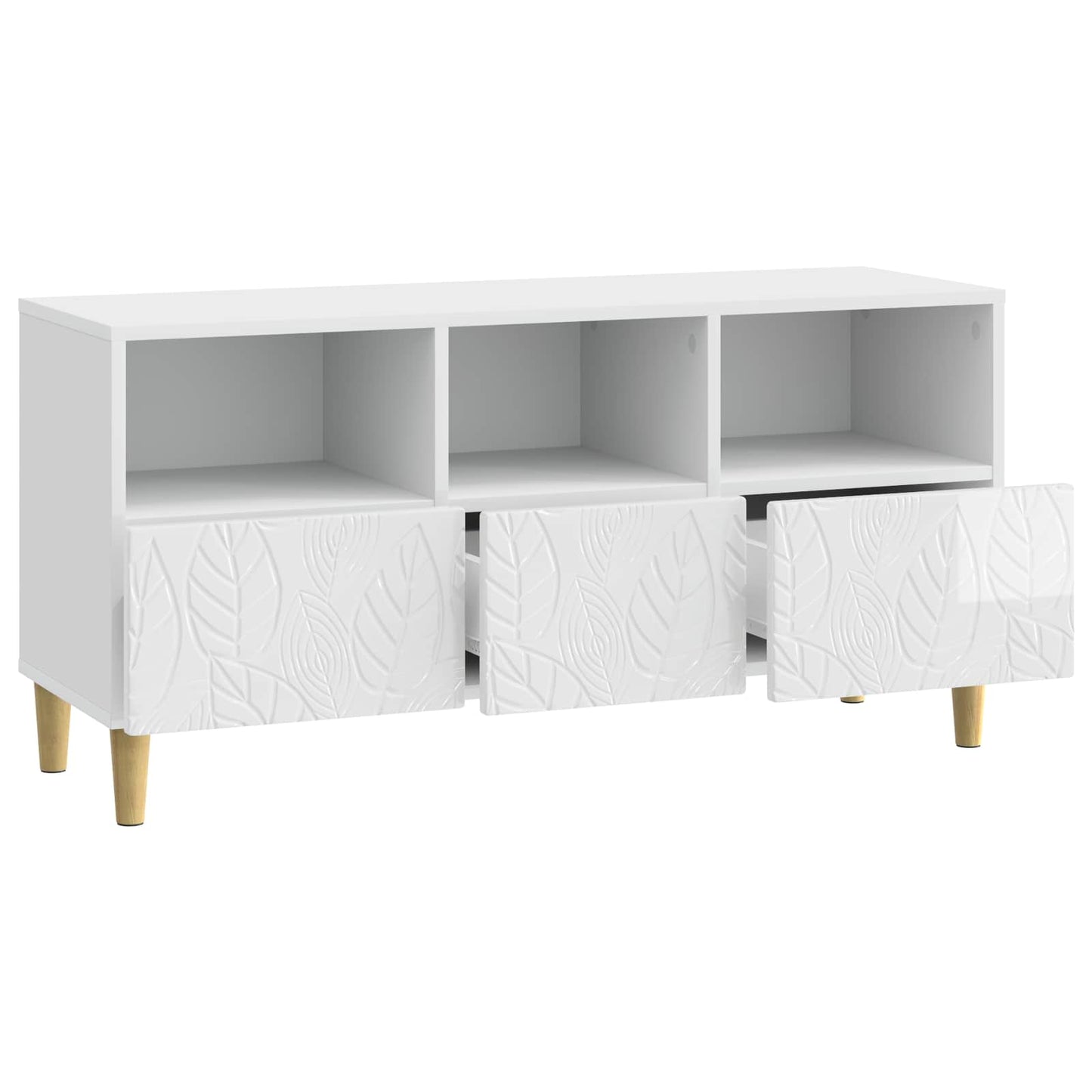 TV szekrény 102 x 34,5 x 50 cm Magasfényű Fehér Szerelt Fa