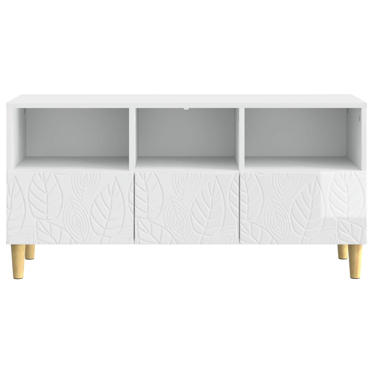 TV szekrény 102 x 34,5 x 50 cm Magasfényű Fehér Szerelt Fa
