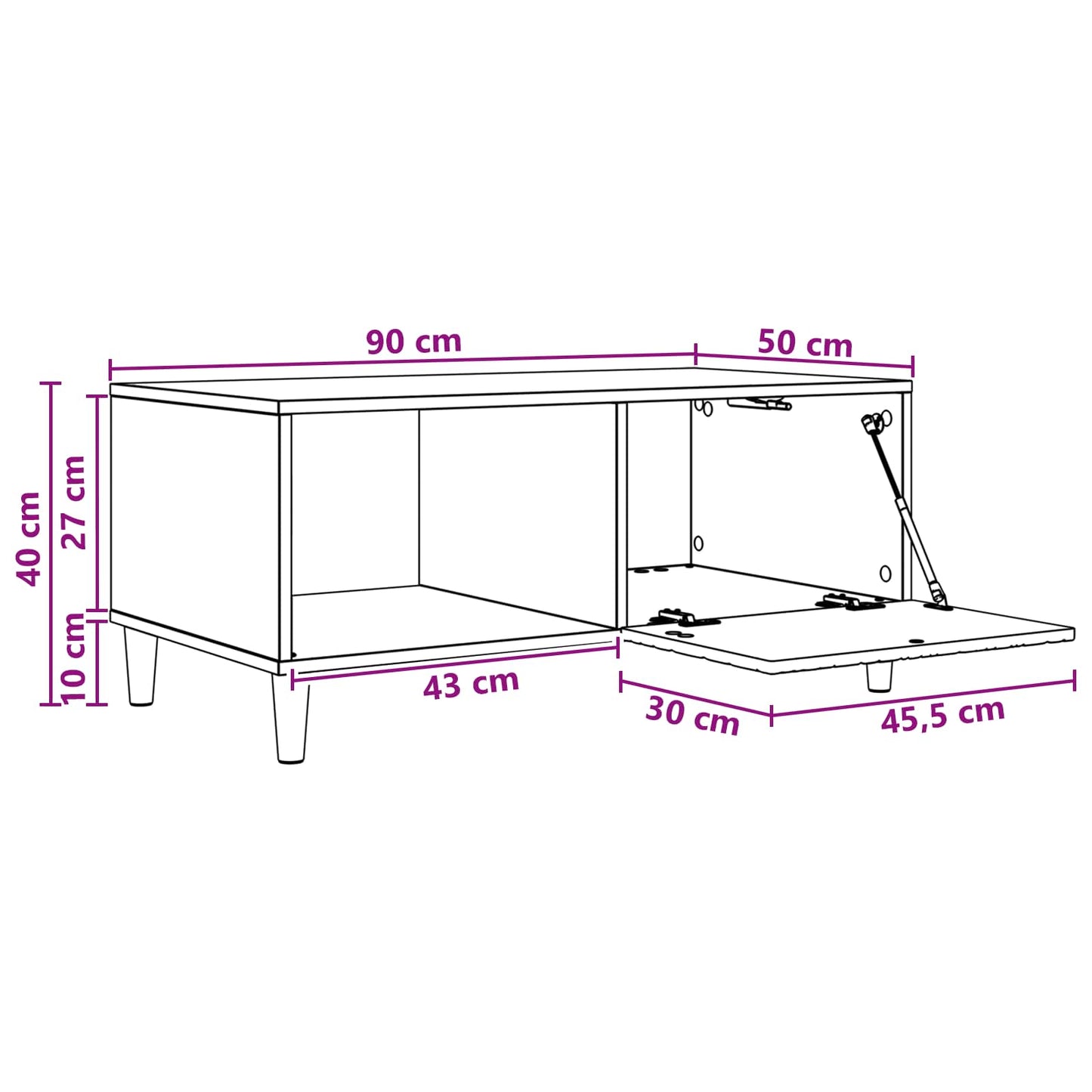 Dohányzóasztal Antik Fa 90 x 50 x 40 cm Szerelt Fa