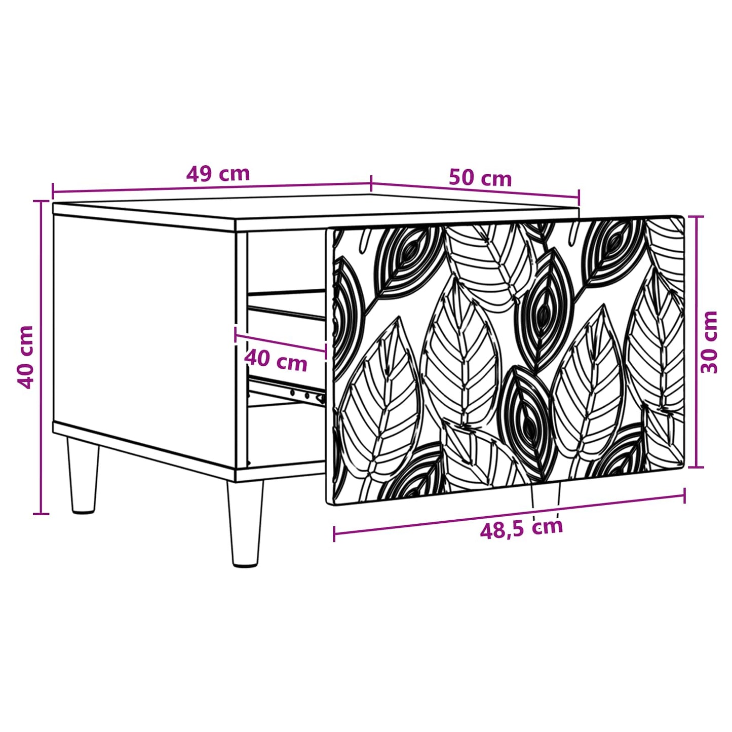 Dohányzóasztal Magasfényű Fehér 50 x 49 x 40 cm Szerelt Fa