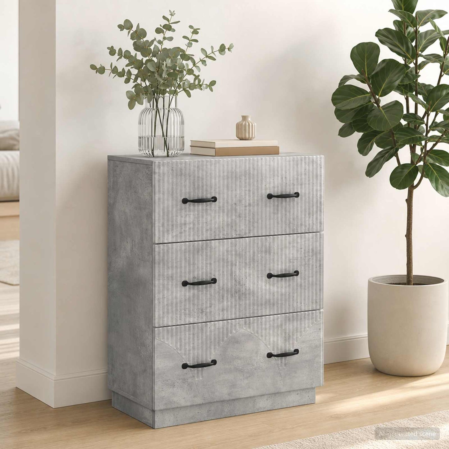 Fiókos szekrény Betonszürke 66 x 34,5 x 87 cm Szerelt Fa