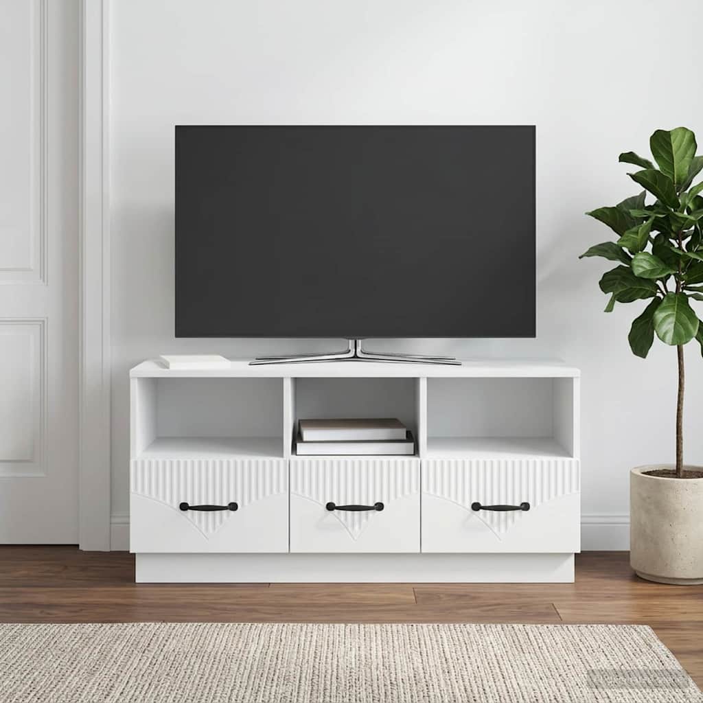 TV szekrény fiókkal Fehér 102 x 34,5 x 47 cm Szerelt Fa