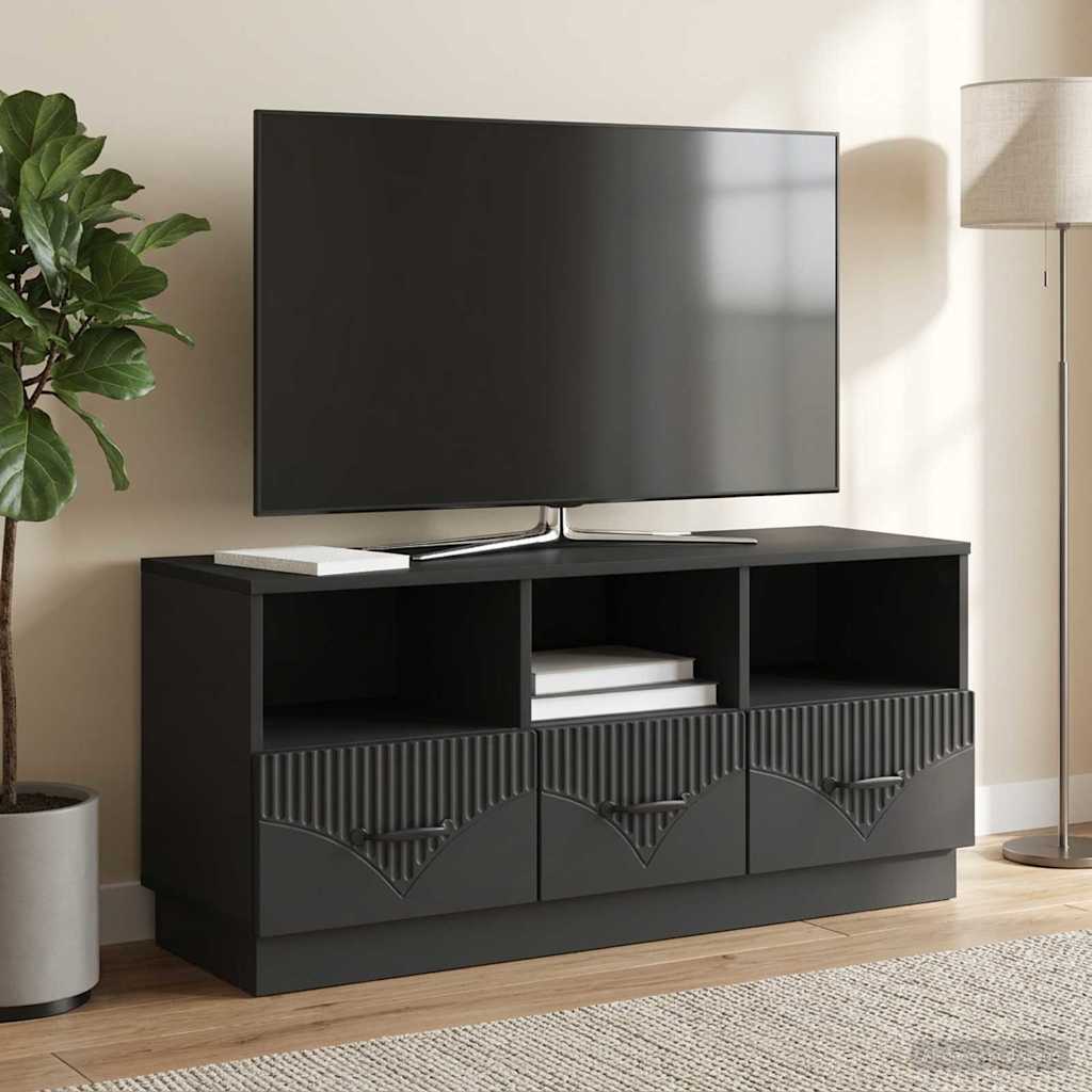TV szekrény fiókkal Fekete 102 x 34,5 x 47 cm Szerelt Fa