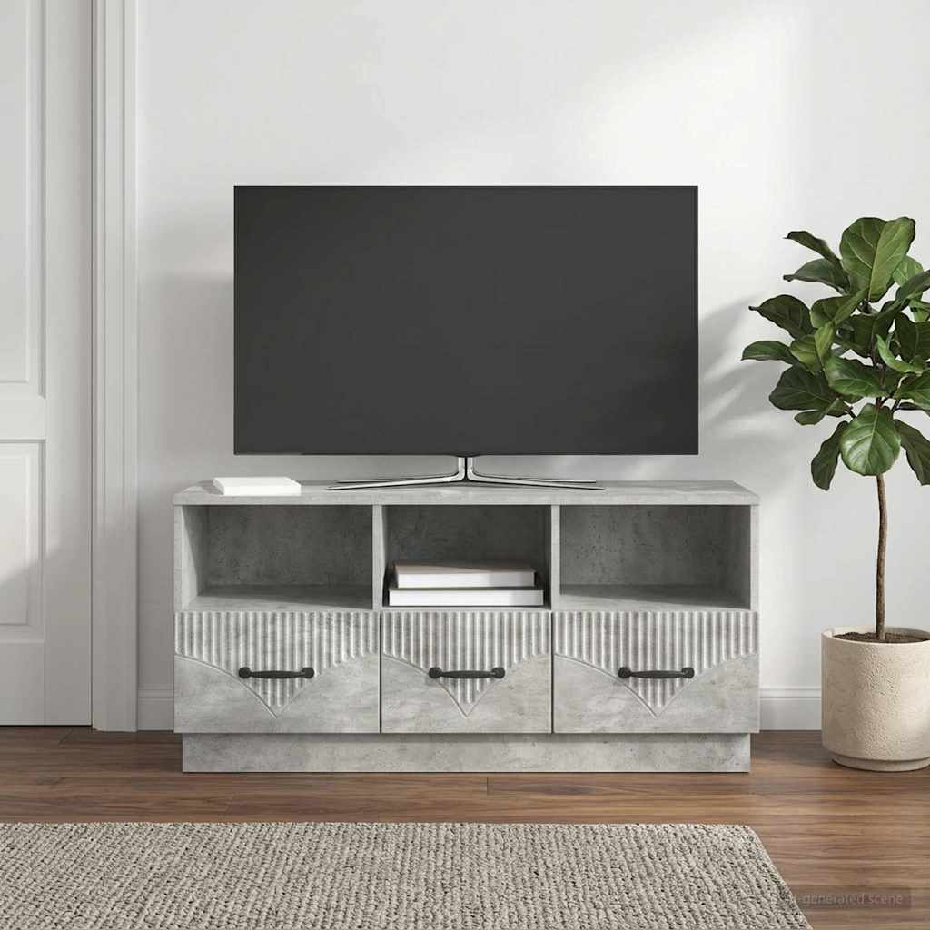 TV szekrény fiókkal Betonszürke 102 x 34,5 x 47 cm Szerelt Fa