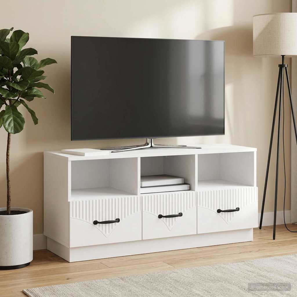 TV szekrény Magasfényű Fehér 102 x 34,5 x 47 cm Szerelt Fa