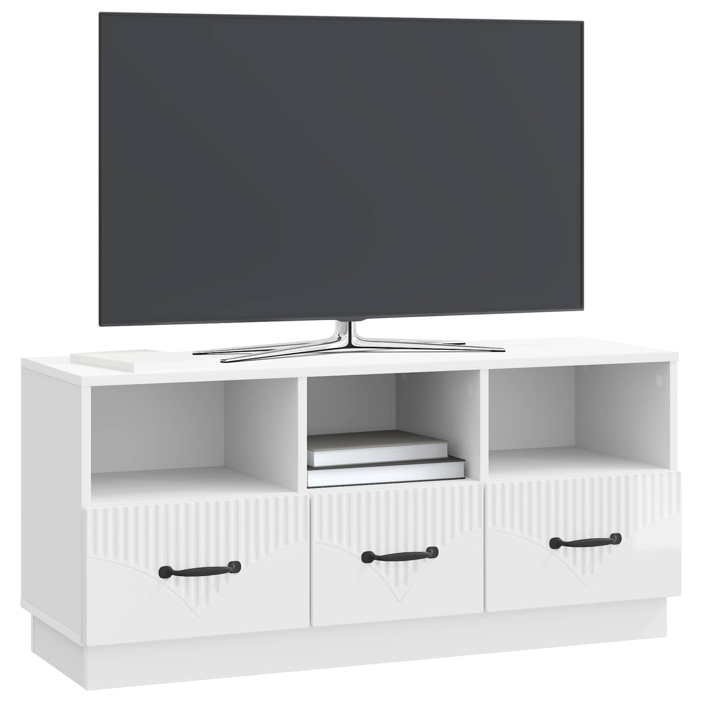 TV szekrény Magasfényű Fehér 102 x 34,5 x 47 cm Szerelt Fa