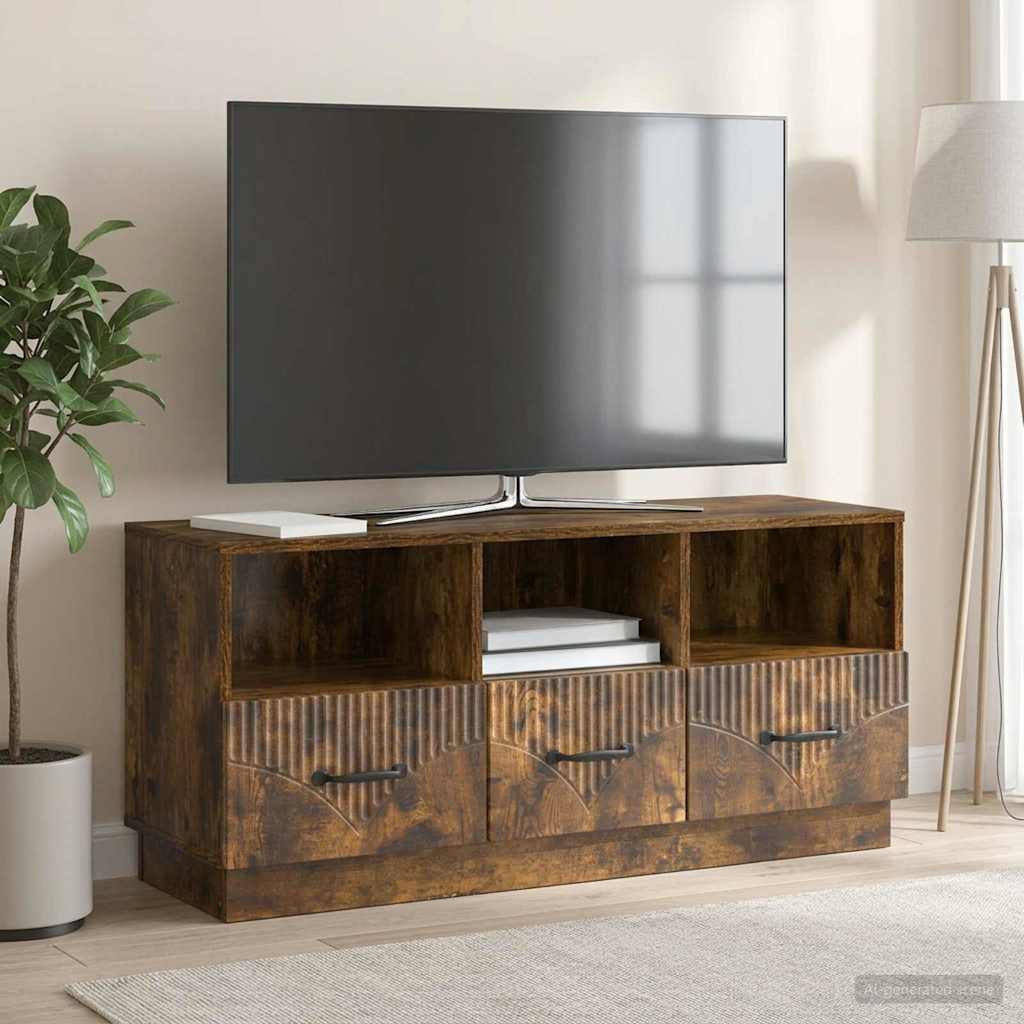 TV szekrény fiókkal Füstös Tölgy 102 x 34,5 x 47 cm Szerelt Fa