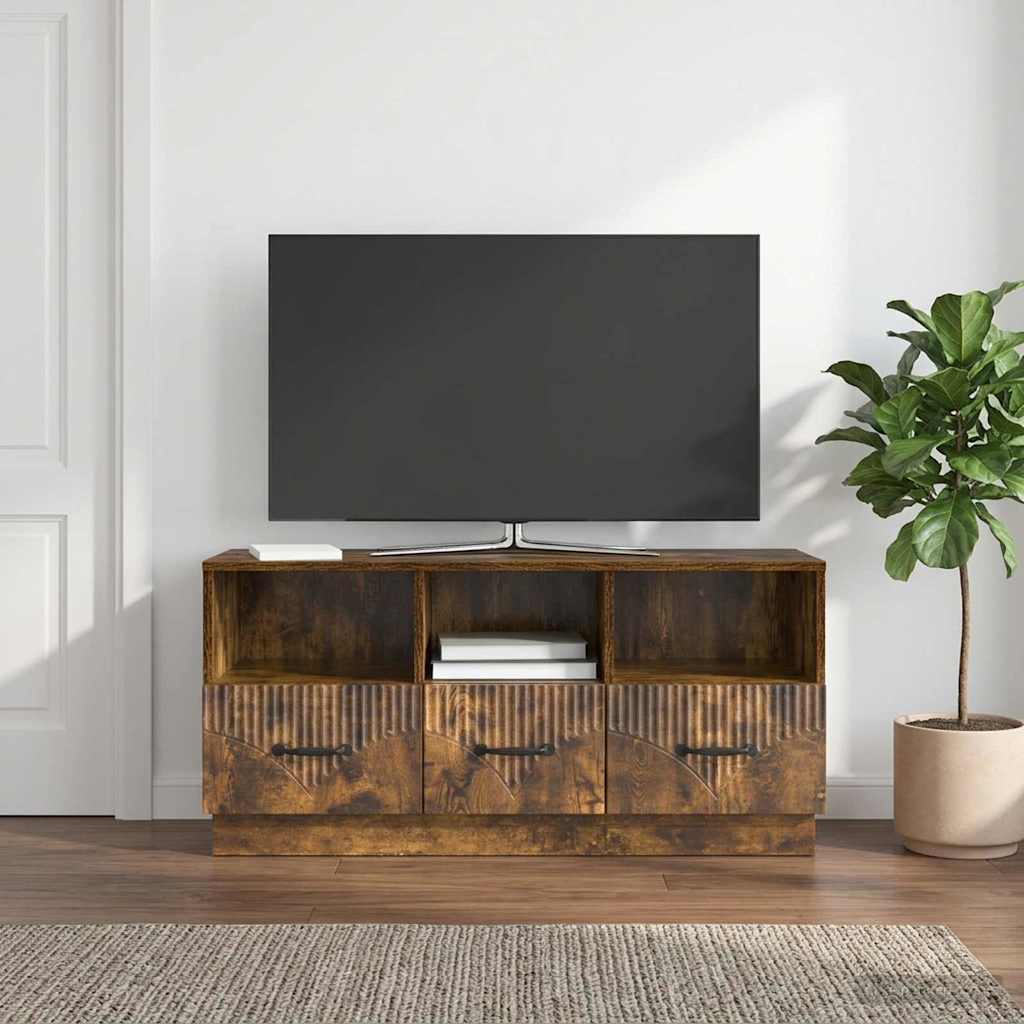 TV szekrény fiókkal Füstös Tölgy 102 x 34,5 x 47 cm Szerelt Fa