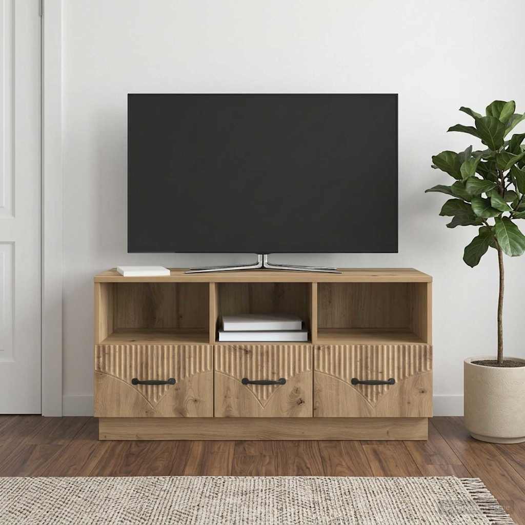 TV szekrény 102 x 34,5 x 47 cm Kézműves Tölgy Szerelt Fa