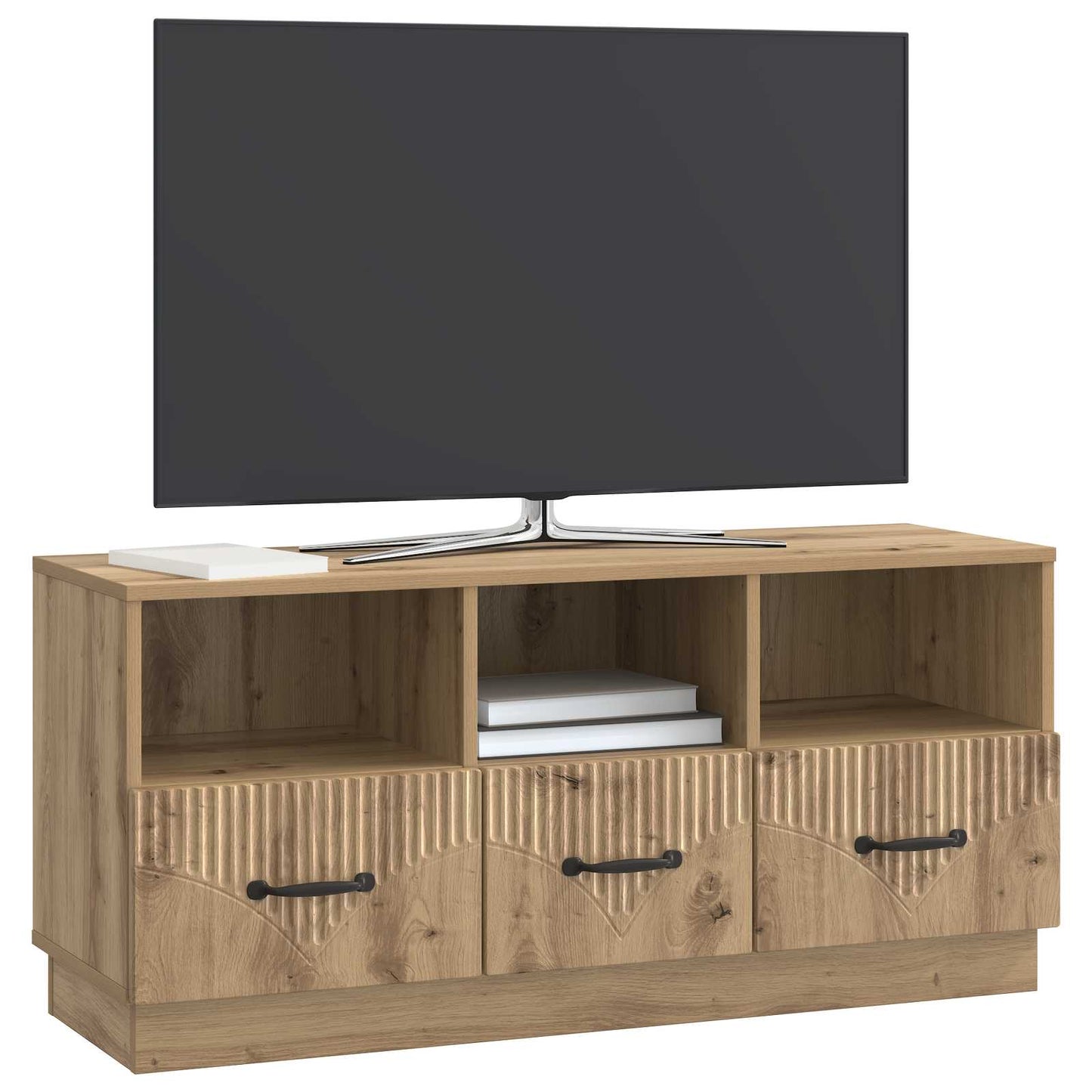 TV szekrény 102 x 34,5 x 47 cm Kézműves Tölgy Szerelt Fa