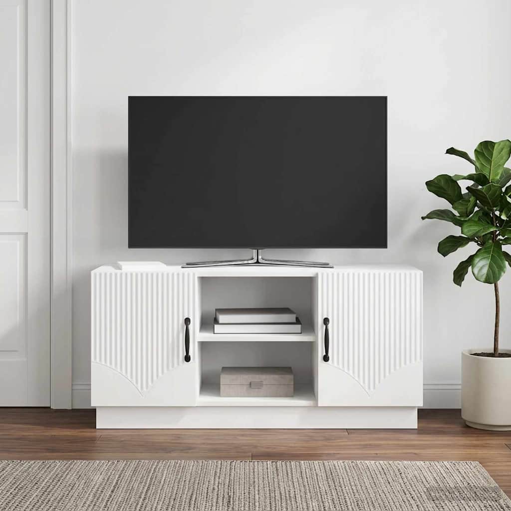 TV szekrény Magasfényű Fehér 102 x 34,5 x 47 cm Szerelt Fa