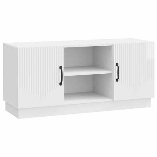 TV szekrény Magasfényű Fehér 102 x 34,5 x 47 cm Szerelt Fa