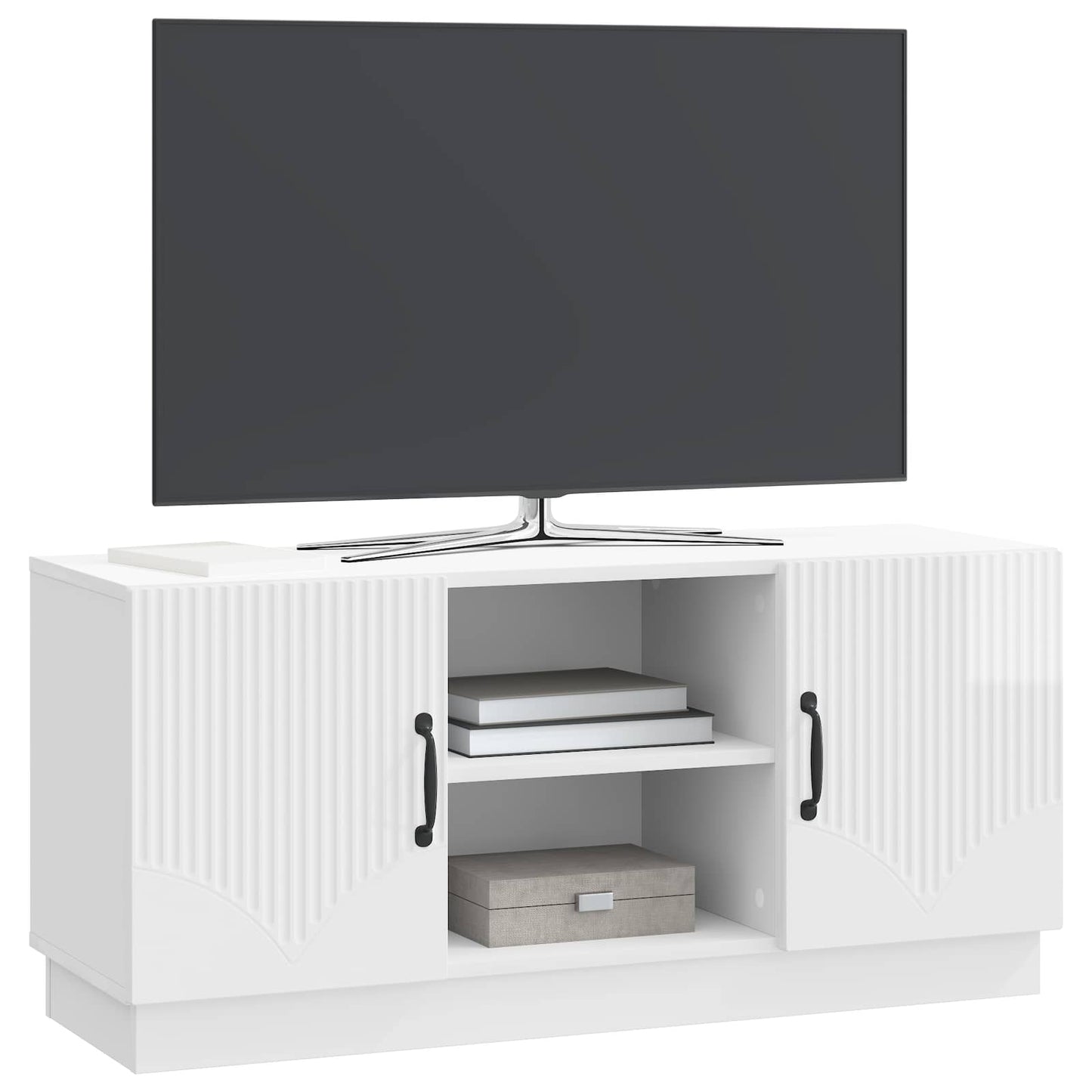 TV szekrény Magasfényű Fehér 102 x 34,5 x 47 cm Szerelt Fa
