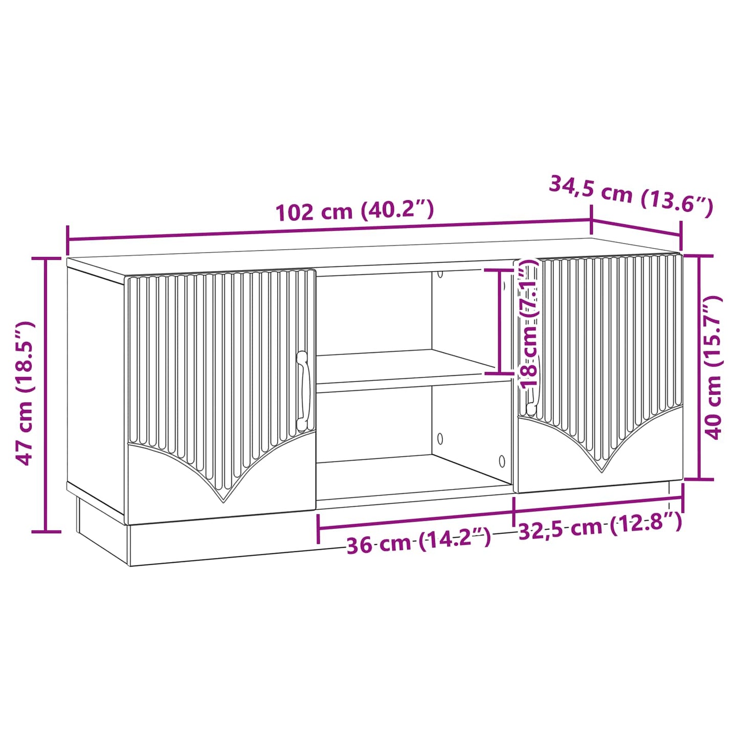 TV szekrény Antik Fa 102 x 34,5 x 47 cm Szerelt Fa